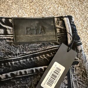 RtA Black Acid-Wash Jeans with Logo Patch